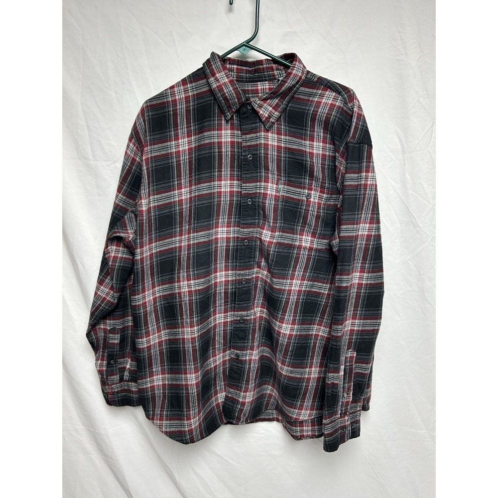 GH Bass Men's XXL Long Sleeve Flannel Shirt Black Red Plaid Lumberjack Workwear